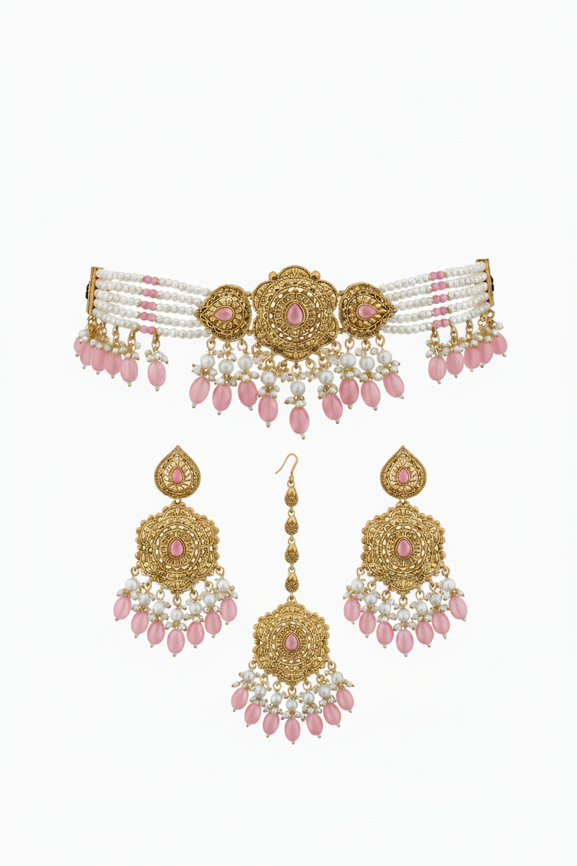Zarreen Moti Choker Set